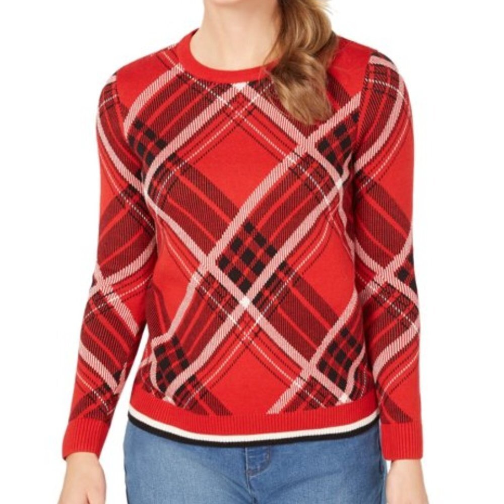 Charter Club Christmas Sweater PS Red Plaid 343
